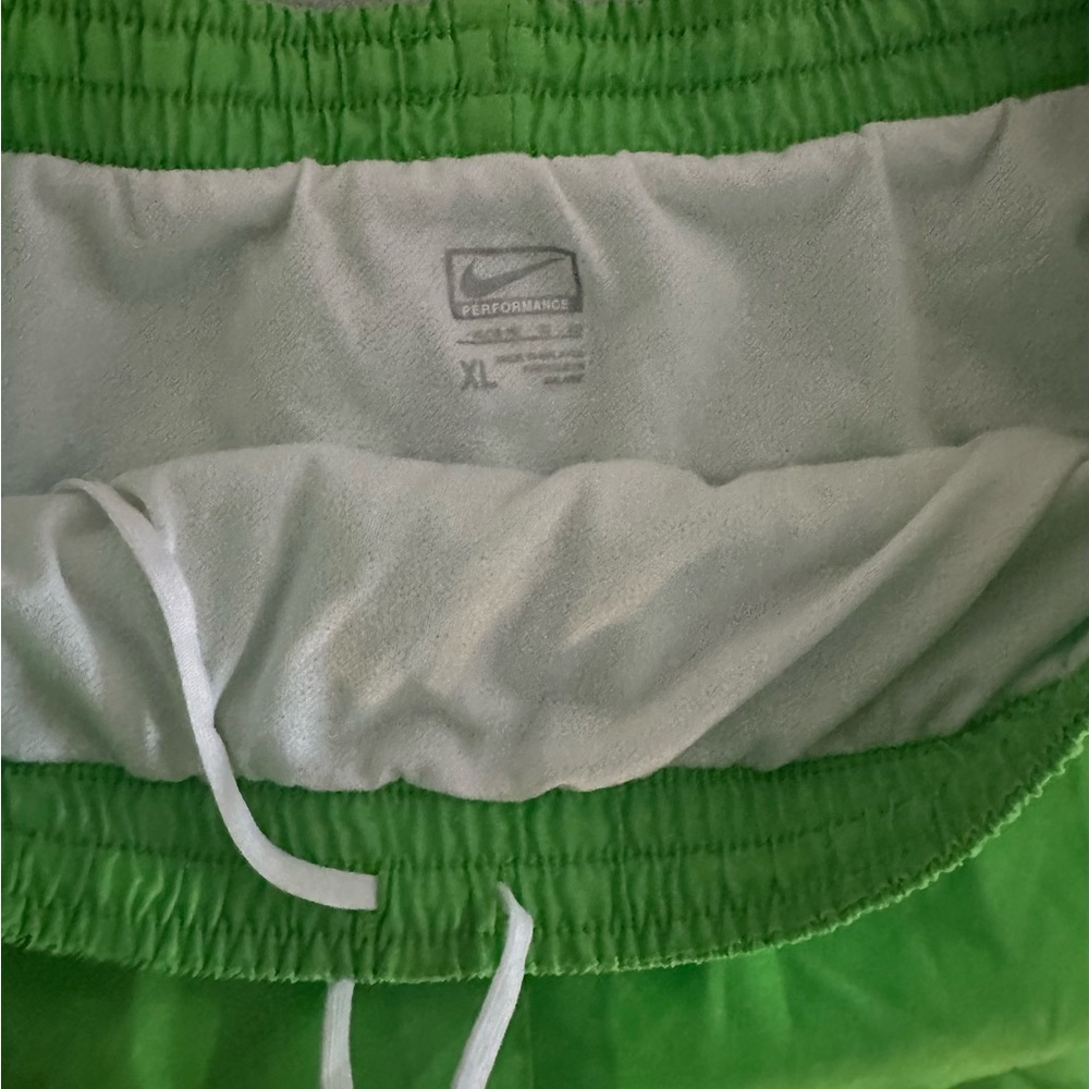 NIKE RUNNING SHORTS - Lime Green with navy blue and white accents - XL NWOT - Picture 5 of 6